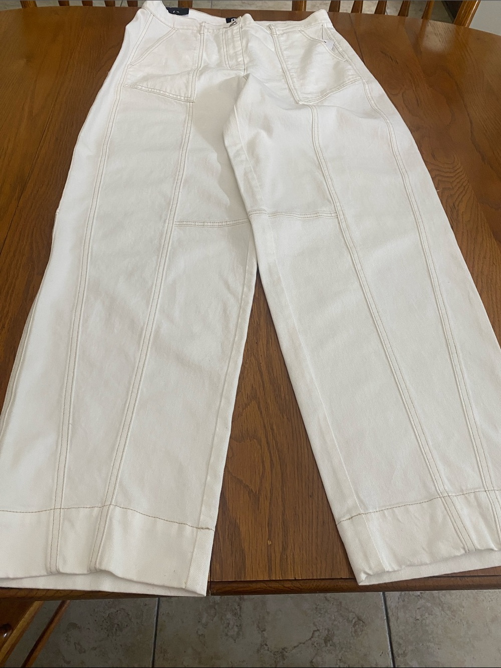 Dee Ocleppo White Denim Wide-Leg Utility Pants “Angelica” Size 10 NWT